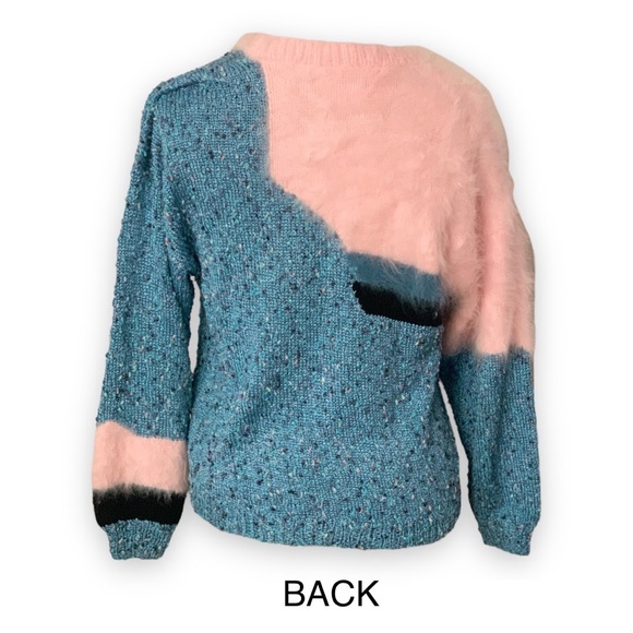 Vintage Hand-Knit Angora mixed media sweater - Picture 3 of 4